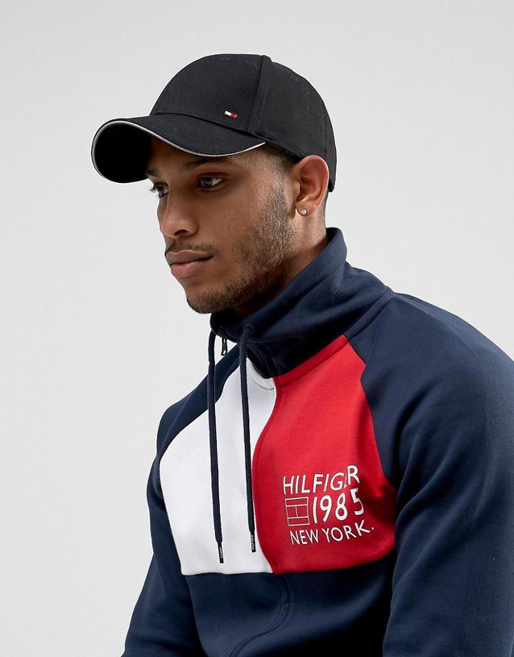 Tommy Hilfiger Side Logo Baseball Cap In Black - Black