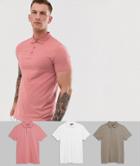 Asos Design Jersey Polo 3 Pack Multipack Saving - Multi