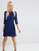 Asos Shift Dress In Lace - Navy
