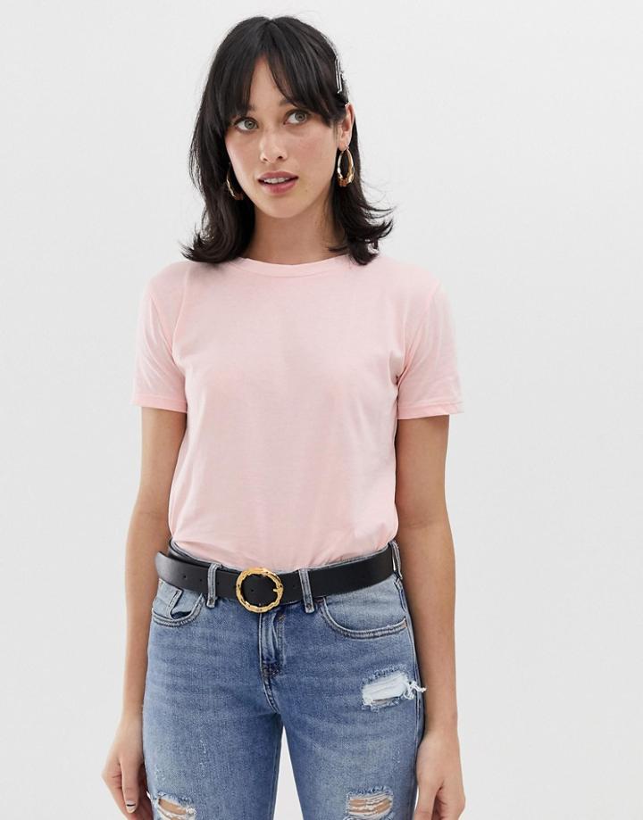 Stradivarius Basic Jersey Tee In Pink - Pink