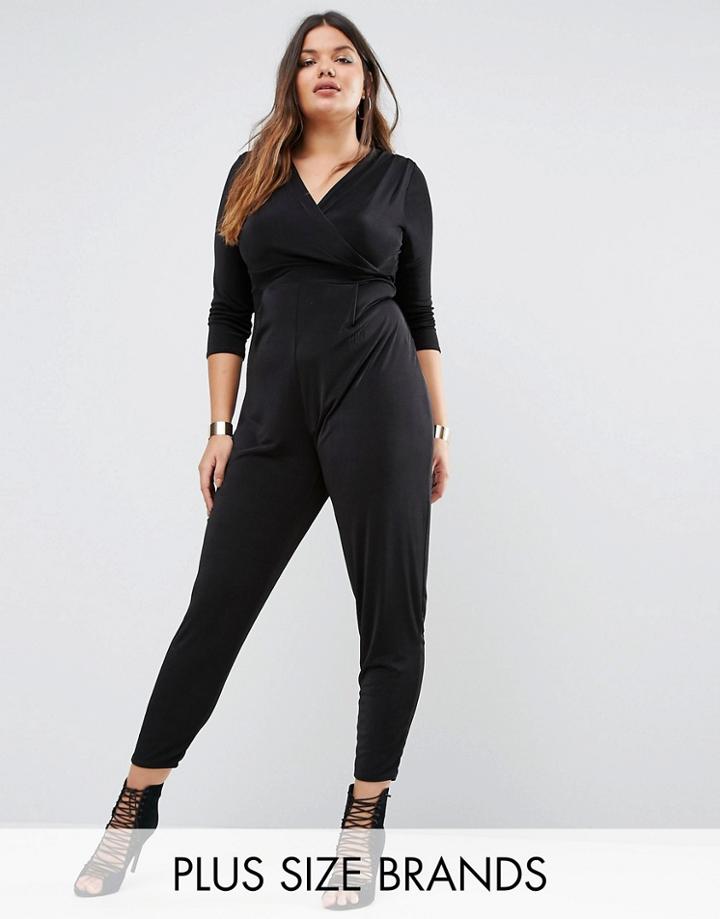 Missguided Plus Wrap Front Jumpsuit - Black