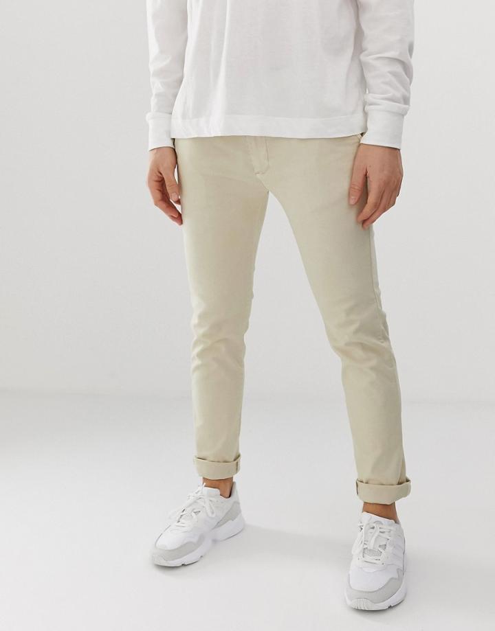 Bellfield Twill Slim Fit Chinos In Stone - Stone