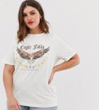 Daisy Street Plus Relaxed T-shirt With Vintage Eagle Falls Graphic - Beige