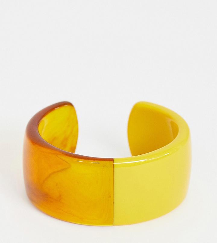 Asos Design Curve Cuff Bracelet In Split Resin And Tortoiseshell Design
