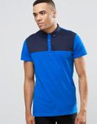 Jack & Jones Polo Shirt With Quilted Yoke Panel - Blue