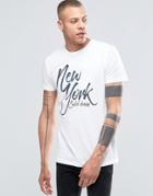 !solid Marl Crew Neck T-shirt With Graphic Print - White