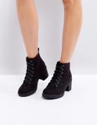 Truffle Collection Kitten Heel Lace Up Boot - Black