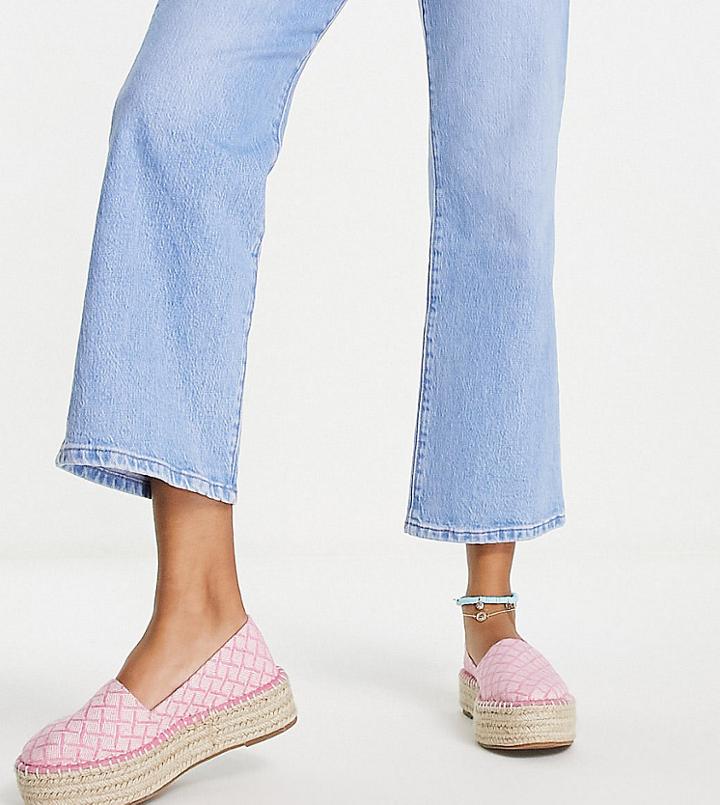 Asos Design Wide Fit Jala Flatform Toe-cap Espadrilles In Pink Print