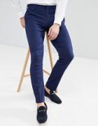 Asos Wedding Skinny Suit Pants In French Navy Micro Texture - Navy