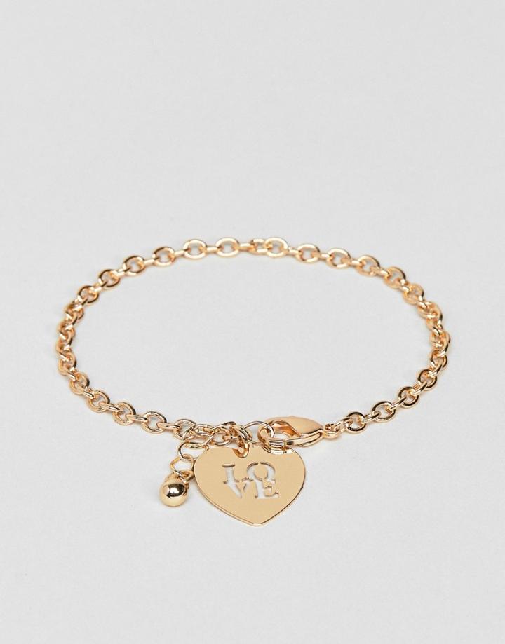 Asos Chain Link Love Bracelet - Gold