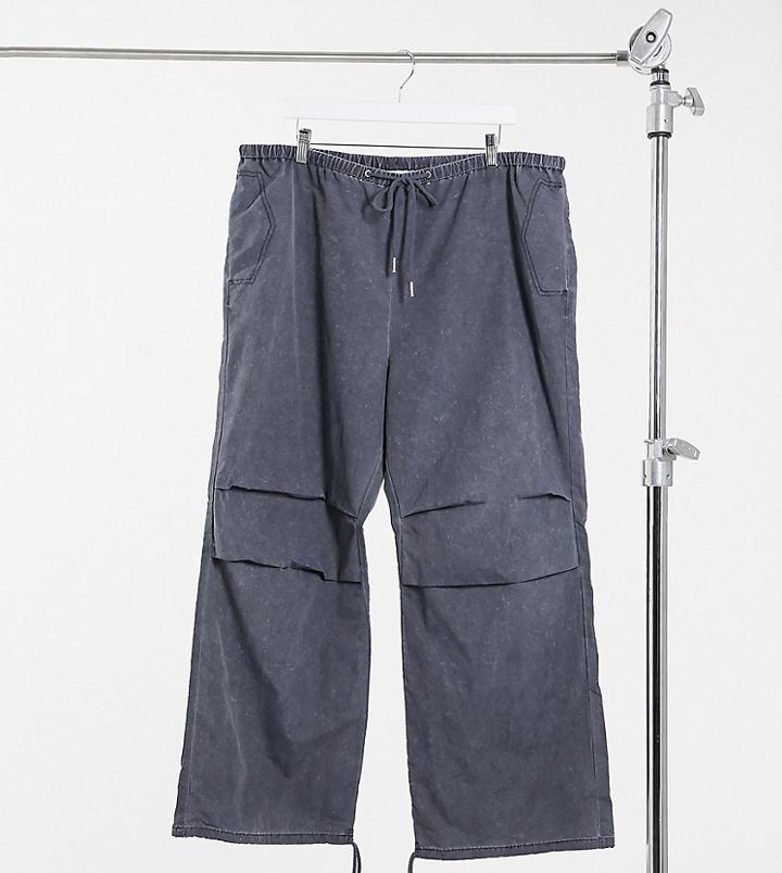 Collusion Wide Leg Sweatpants With Drawstring Waistband In Washed Nylon-grey