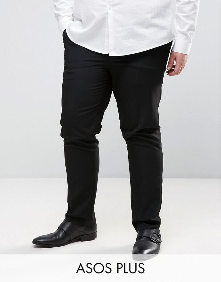 Asos Plus Skinny Smart Pants In Black - Black