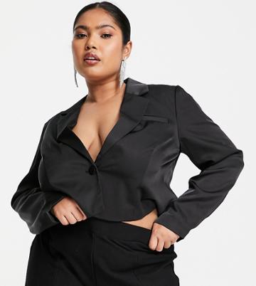 Vero Moda Curve Cropped Blazer In Black