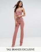 Naanaa Tall High Waist Tailored Pant With Corset Lace Up Detail - Pink