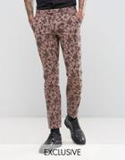 Noose & Monkey Super Skinny Suit Pants In Floral - Pink