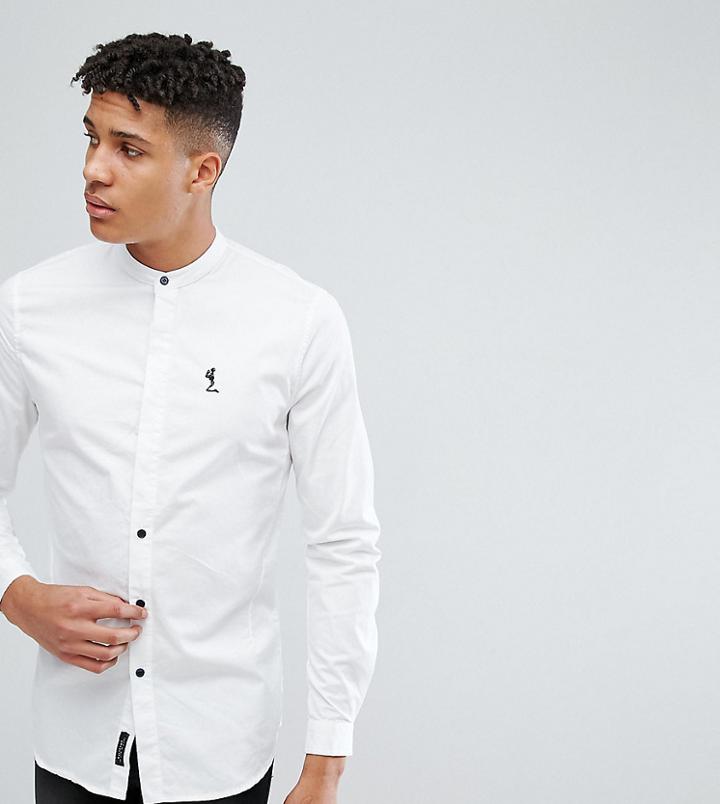 Religion Tall Shirt With Grandad Collar - White
