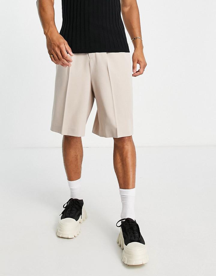 Asos Design Smart Bermuda Shorts In Stone-neutral