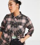 Yours Boyfriend Shirt In Orange Check