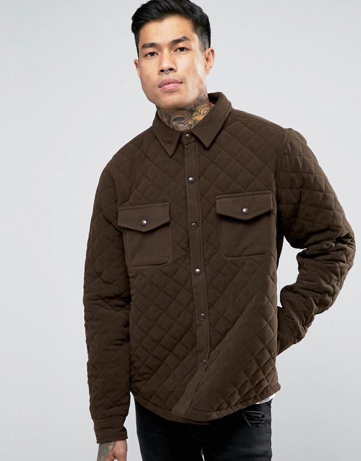 Another Influence Quilted Shirt Jacket - Green