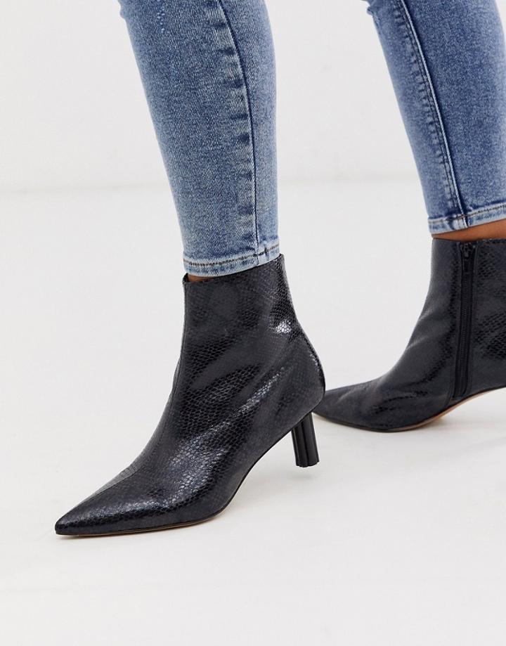 Asos Design Rapids Kitten Heel Boots In Black Snake