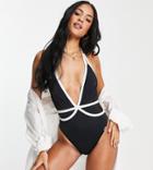 Free Society Tall Plunge Swimsuit In Monochrome-multi