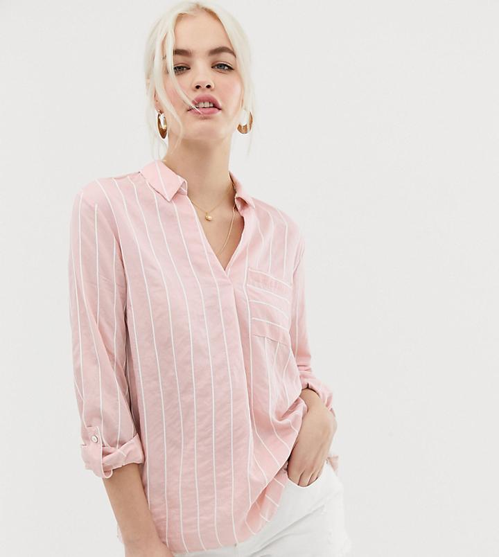 New Look Stripe Shirt In Pink Pattern