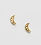Kingsley Ryan Gold Plated Sterling Silver Etched Moon Stud Earrings - Gold