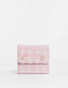 Asos Design Boucle Ladies' Wallet With Pearl Detail-pink