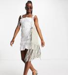 Missguided Eyelet Tie Detail Shirred Mini Dress In White