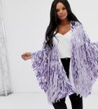 Asos Design Curve Sequin Kimono Jacket - Purple