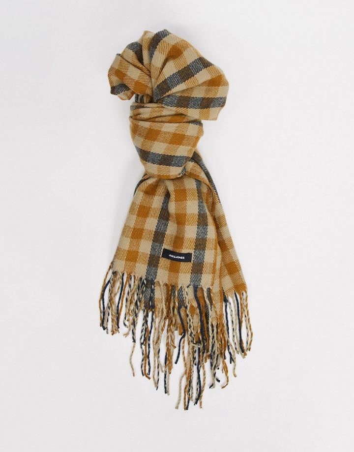 Jack & Jones Woven Scarf In Tan-brown