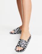 Asos Design Foiled Pool Slides In Daisy Print-multi