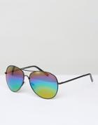 New Look Rainbow Aviator Sunglasses - Black