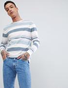 Asos Design Relaxed Retro Striped Long Sleeve T-shirt - Blue
