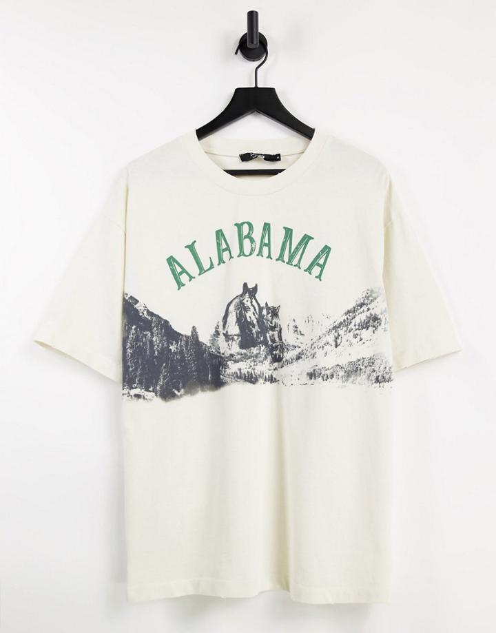 Jaded London Oversized T-shirt In Green With Alabama Print
