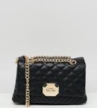 Aldo Menifee Black Quilted Cross Body Bag With Double Gold Chunky Chain Strap