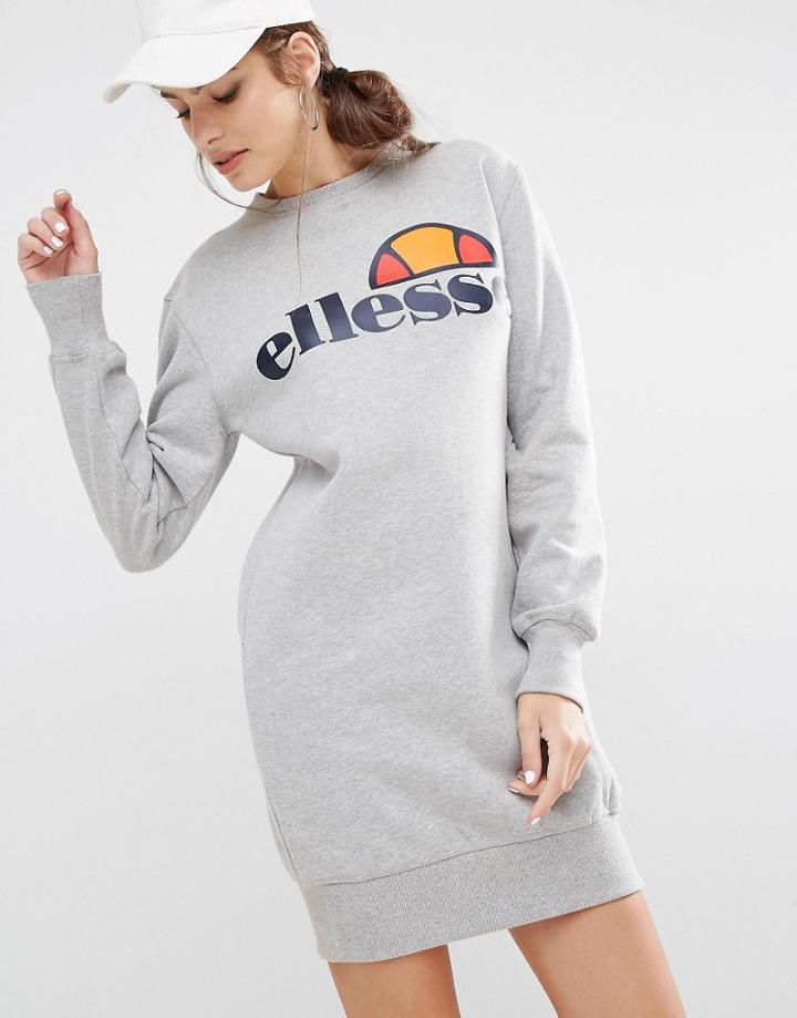 Ellesse Sweat Dress With Front Logo - Gray
