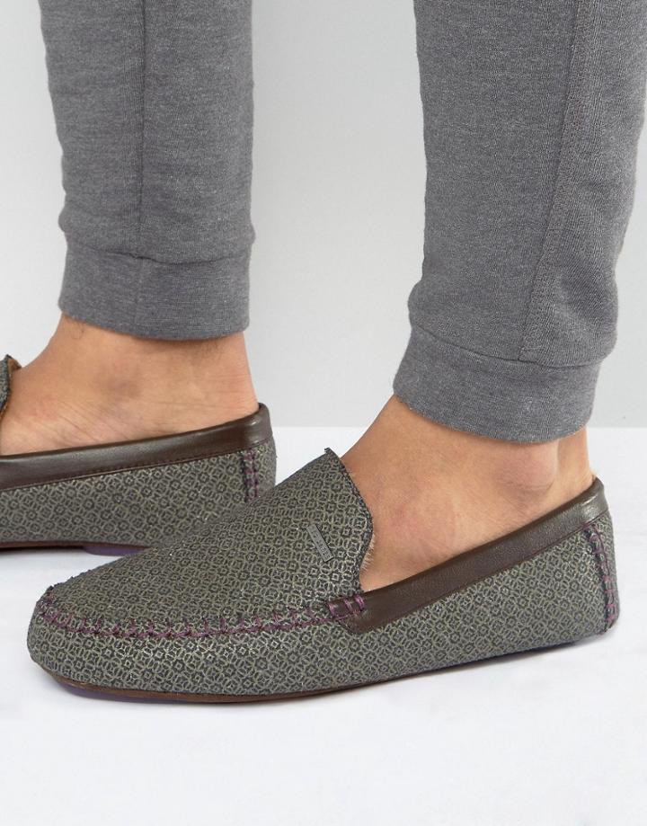 Ted Baker Moriss Print Slippers - Gray