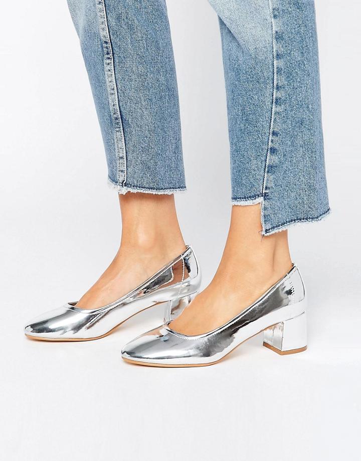 Truffle Kitten Heel Glove Shoe - Silver