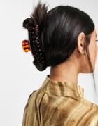 Asos Design Hair Clip Claw In Tort-brown