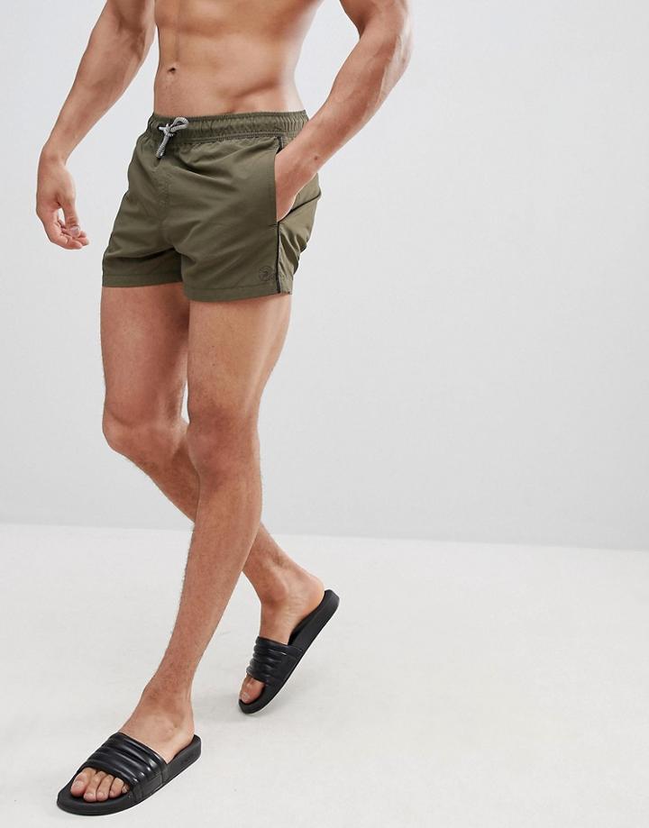 Bershka Swim Shorts In Khaki - Green