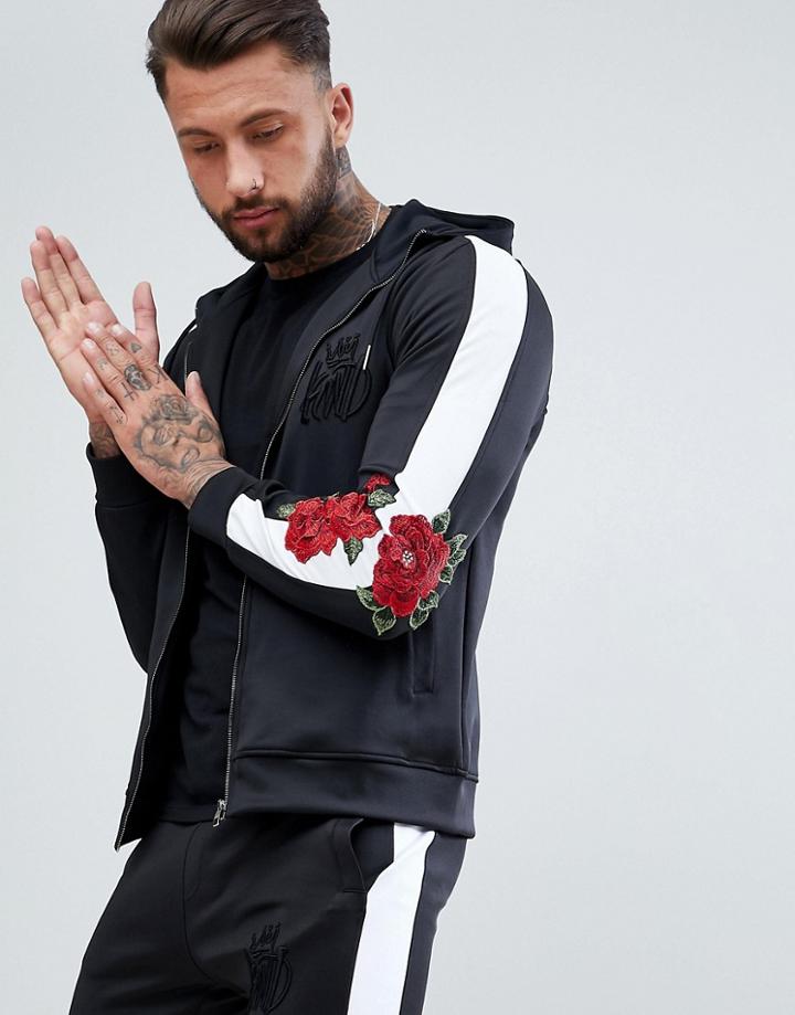 Kings Will Dream Muscle Logo Hoodie With Rose Taping - Black