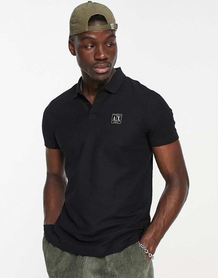Armani Exchange Small Box Logo Polo In Black