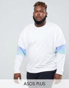 Asos Plus Oversized Sweatshirt With Sleeve Panels - White