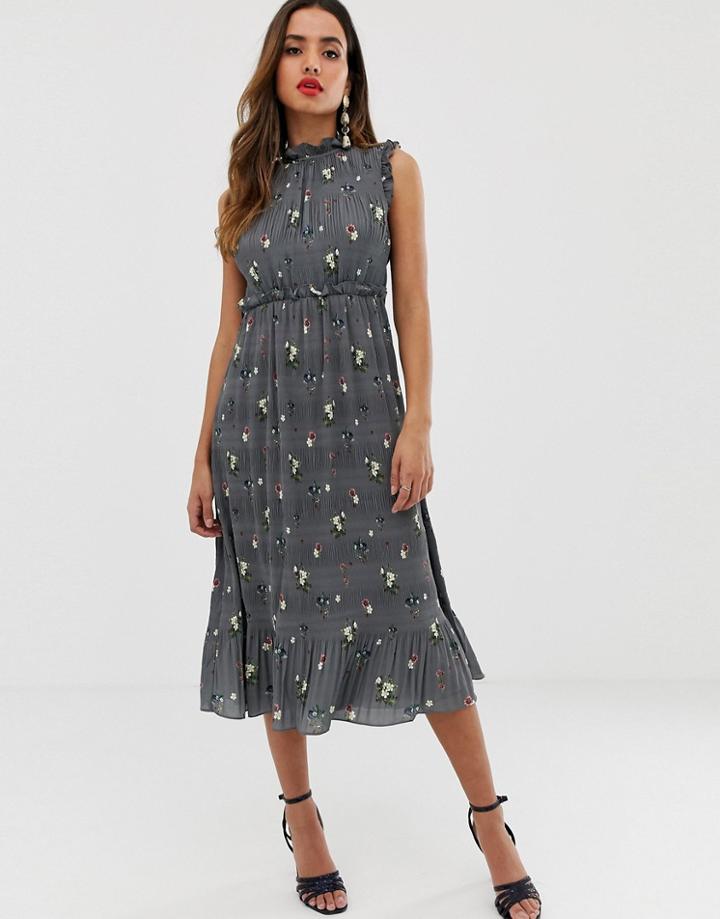 Ted Baker Toppaz Oracle Pleated Midi Dress-gray