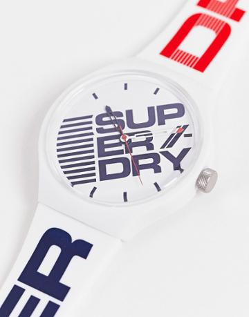 Superdry Silicone Strap Watch With Logo Face In White