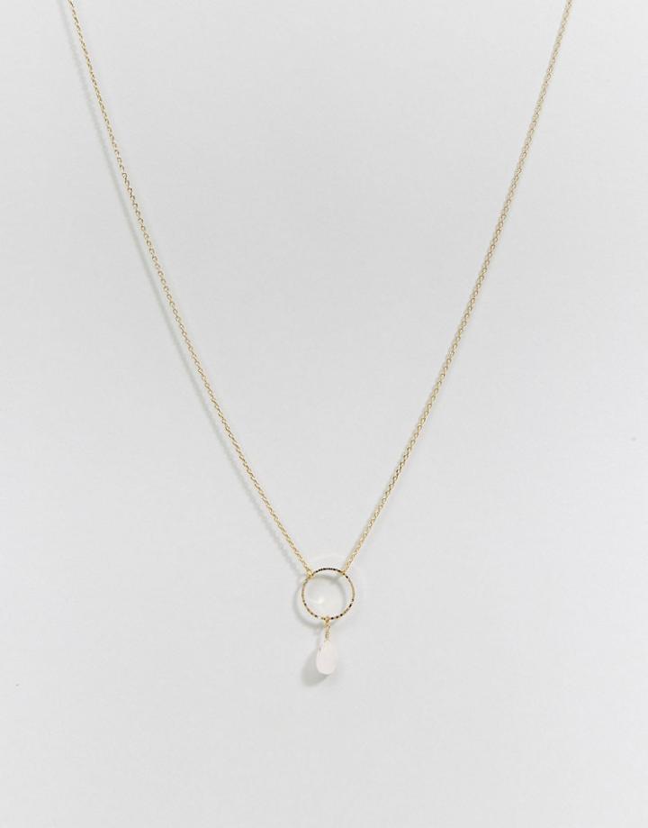 Orelia Circle Chain Drop Stone Necklace - Gold