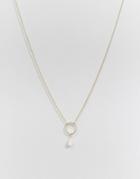 Orelia Circle Chain Drop Stone Necklace - Gold