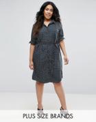 Brave Soul Plus Simber Printed Shirt Dress - Black