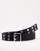 Asos Design 90s Webbing Belt In Black With Eyelet Detail